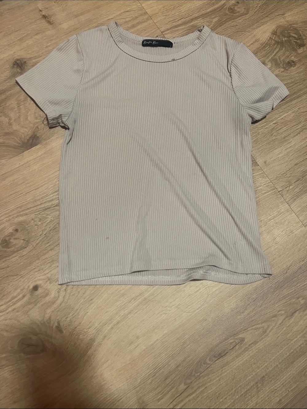 Ribbed Short Sleeve Tee - Light Taupe